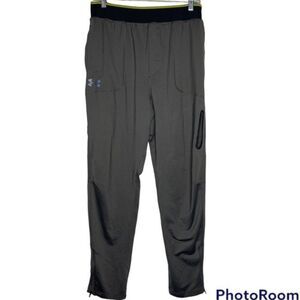 Under Armour Gray Capital Knit Loose Tapered Stretch Pants Pockets Large Flawed